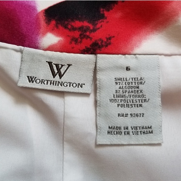 Worthington Pink Floral Watercolor A-Lined Pleated Skirt Sz 6 ~ Pre-Owned Spring - Picture 5 of 6